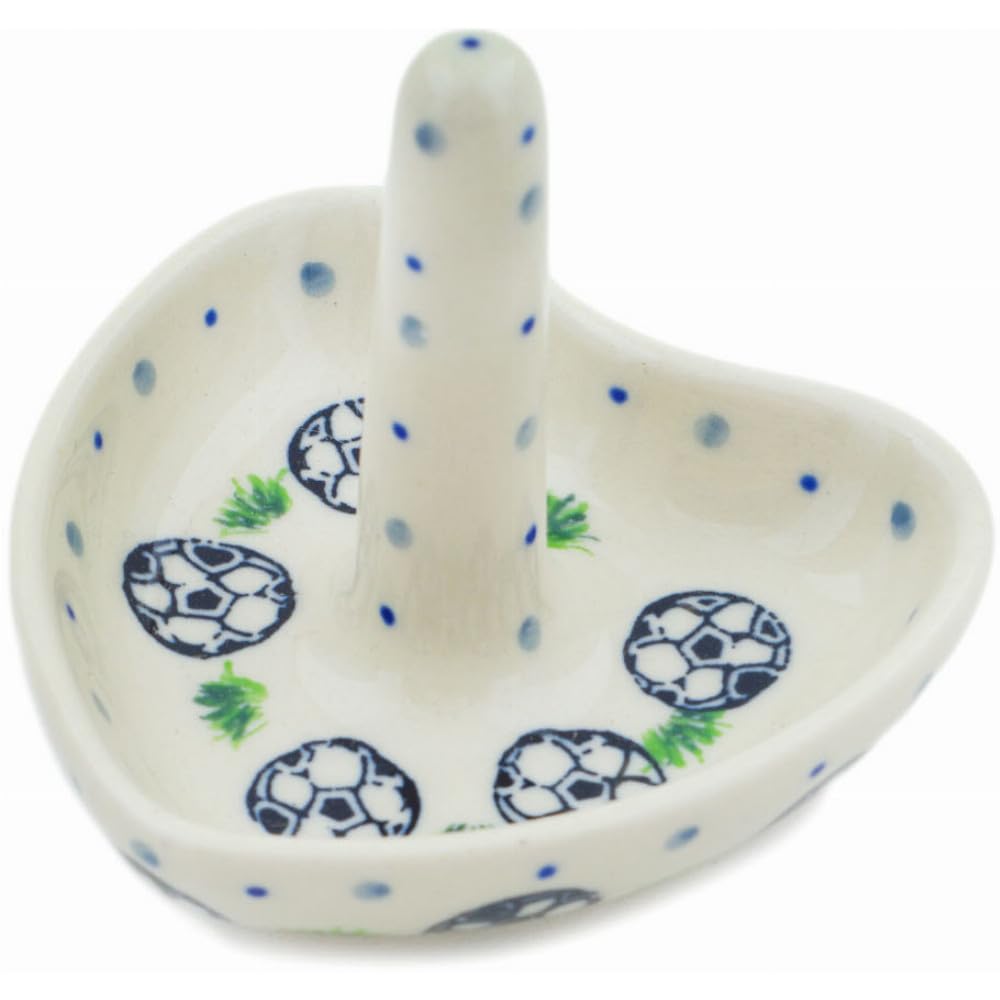 Authentic Polish Pottery Ring Holder in Kickin' It Design Handmade in Boles?awiec Poland by Ceramika Artystyczna + Certificate of Authenticity