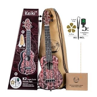 Ortega Guitars Ukulélé Soprano rouge – Keiki K2 – Kit de démarrage incluant Accordeur, Courroie, 5 Médiators Medium et… - Les Beatles, Paul McCartney, John Lennon, RIngo Starr, George Harrison