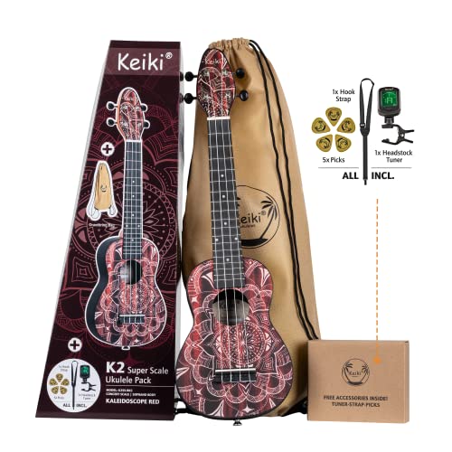 Ortega Guitars Ukulélé Soprano rouge – Keiki K2 – Kit de démarrage incluant Accordeur, Courroie, 5 Médiators Medium et… - Les Beatles, Paul McCartney, John Lennon, RIngo Starr, George Harrison Ortega Guitars Ukulélé Soprano rouge - Keiki K2 - Kit de démarrage incluant Accordeur, Courroie, 5 Médiators Medium et…