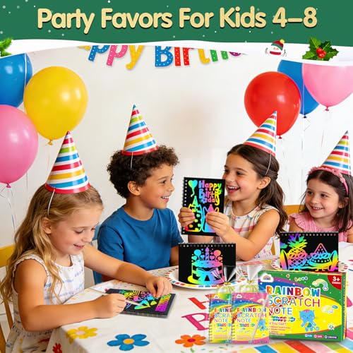 Image of ZMLM 24 Pack Rainbow Art Scratch Notebooks for Kids Birthday Party Favors | Party Favors for Kids 4-8, Mess-free & Easy Cleanup, Classroom Prizes Grades 1-3,Goodie Bags Stuffers Candy-free Alternatives