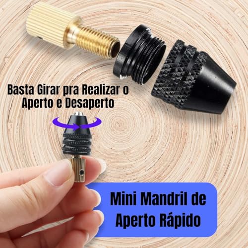 Kit 2 Mini Mandril Adaptador Eixo 3.17mm Pinça Aperto Rápido Micro Retífica Micro Motor Broca 0,3 A