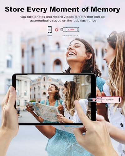 Image of MFi Certified 256GB Flash Drive for iPhone Photo Stick, USB Memory Stick iPhone Flash Drive for Photos Videos, High Speed External Storage USB Stick Thumb Drive for iPhone /iPad /Android /PC(Rose Pink)