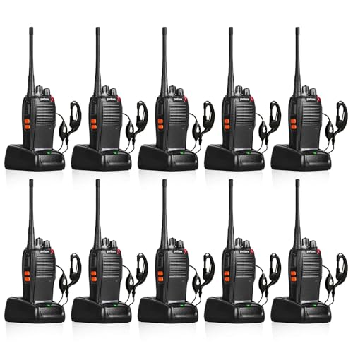 pxton 777S 10 Pack walkie talkies Rechargeable for Adults with Earpieces