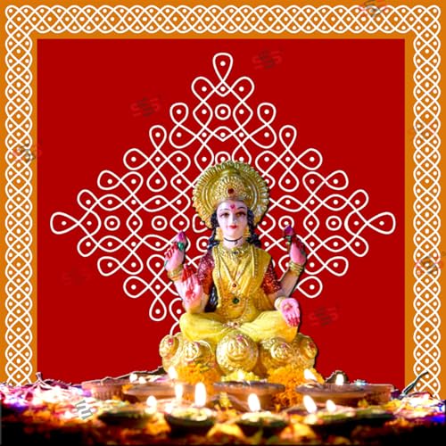 Image of S2S Kolam Muggu Backdrop Cloth | for Pooja, Traditional, Background Decoration Cloth | Curtain Cloth for Festival Fabric 5 Feet Height & 5 Feet Width
