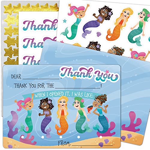 Cartes de remerciement sirène Gooji pour anniversaire enfant et fêtes de vacances en famille