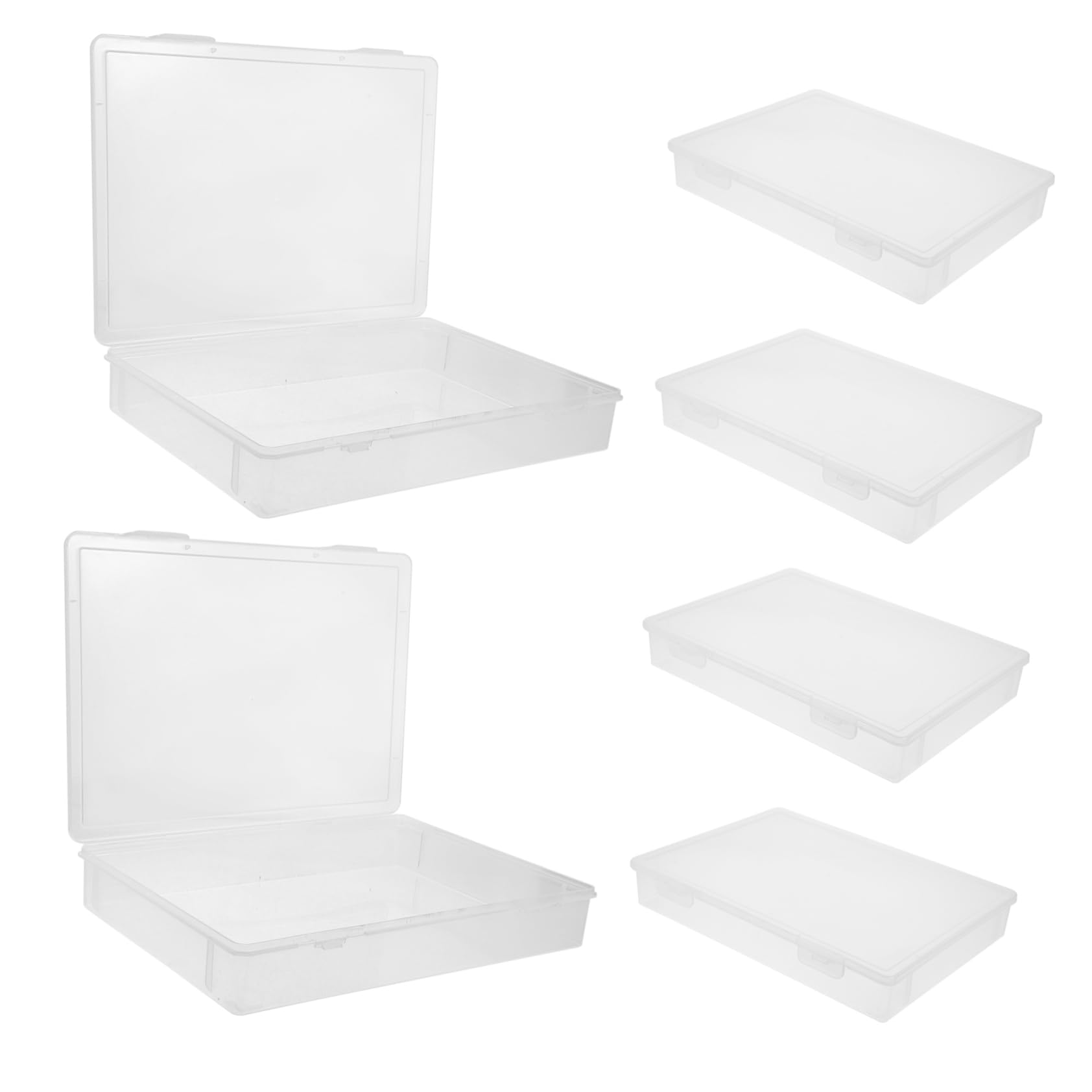 Scatola Organizer Impilabile in Plastica Bianca, 6 Pezzi | Coperchio ad Apertura Facile, Superficie Liscia, per Componenti Elettronici e Perline
