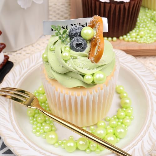 Image of Green Sprinkles for Cake Decorating, 130g /4.6oz Edible Light Green Pearl Sprinkles Mix, Sugar Candy Pearls for Baking, Cookie Decorations and Cupcake Toppings, Wedding Party Supplies