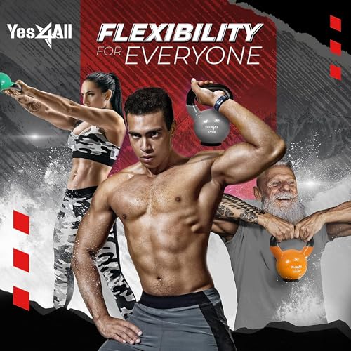 Image of Yes4All Kettlebells Rubber Base, Kettlebell Set for Women, Strength Training Kettlebells Weights (10-65 lbs)