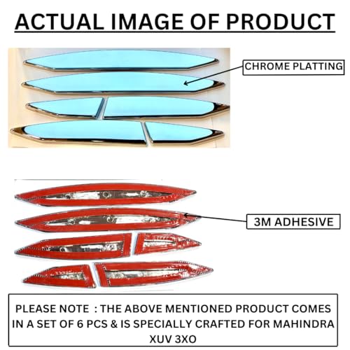 Image of Mpowers' Accessory For Mahindra XUV 3XO | OEM Quality 6PC Chrome Fender Wheel Arch Trim - Easy 3M Adhesive Installation - Non-Corrosive, Long-Lasting Chrome Finish