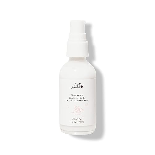 100% PURE Agua de rosas hidratante de leche hidratante facial cuidado natural ácido hialurónico, escualeno reabastece la flexibilidad, piel