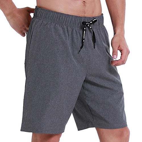 Hodo Mens Swim Trunks 9" Quick Dry Swim Shorts Bathing Suit (Large, Hemp Grey) #TOP1