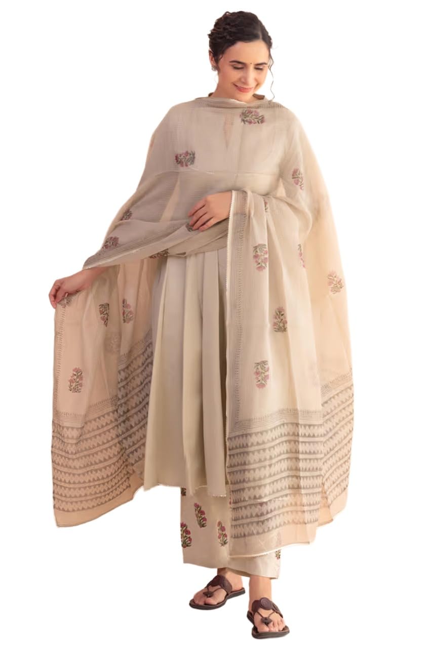 anni designer Women’s Rayon Viscose Anarkali Solid Kurta with Printed Pant and Dupatta Set | Women Ethnic Kurta Pant Dupatta Outfit for Daily, Office & Occasion Wear-picture-40