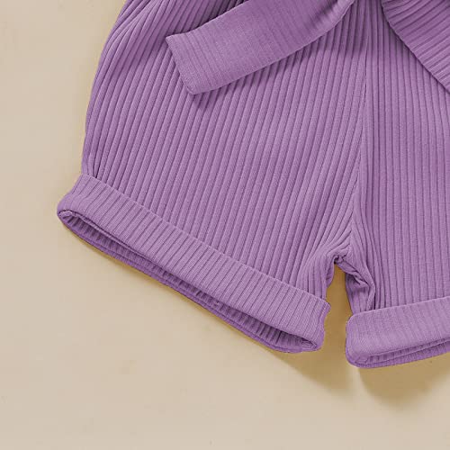 Focutebb 12 Months Baby Girls Summer Girl Clothes Sleeveless Clothing Summer Outfits Cute Halter Romper One-Piece Jumpsuit Bodysuit Outfit Set Summer Clothes Set Purple 1-2T/90Cm #TOP5