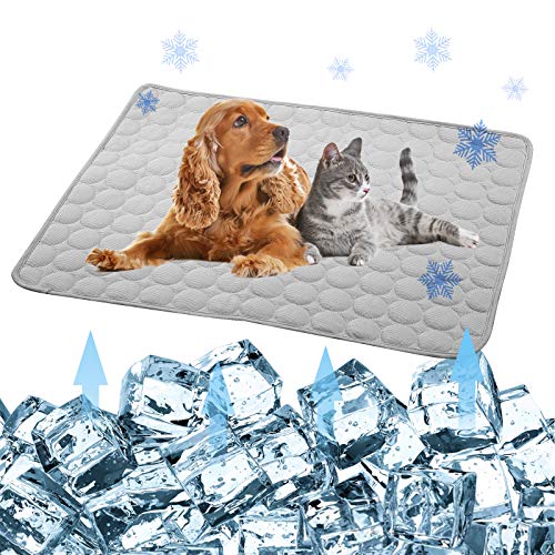 Dog Cooling Mat- Summer Cooling Mat for Dogs Cats Ice Silk Dog Cooling Bed Pads Cat Cool Mat, Portable & Washable Pet Cooling Mat Blanket for Kennel/Crate /Sofa/Bed/Floor