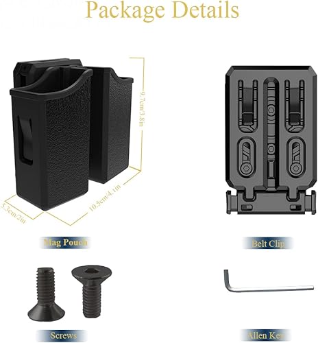 Miniatura 7 de Bolsa universal doble para revistas, 0.354in, .40 y 45 y 357 de doble pila. Soporte de doble pila con clip de cinturón de 1.5 a 2.5 pulgadas para