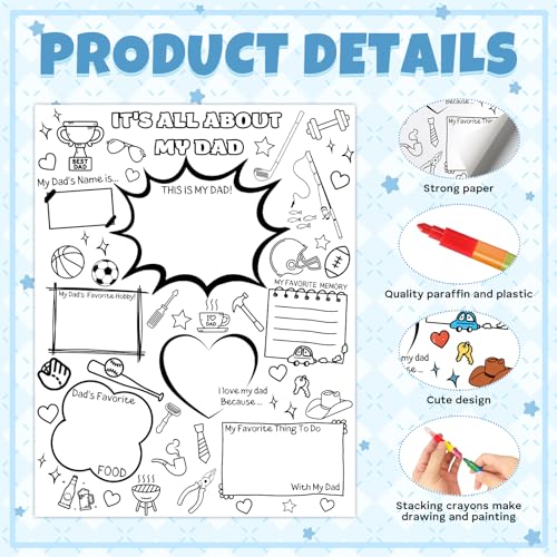 30 peças de artesanato de dia dos pais para crianças sala de aula com giz de cera empilhável tudo so