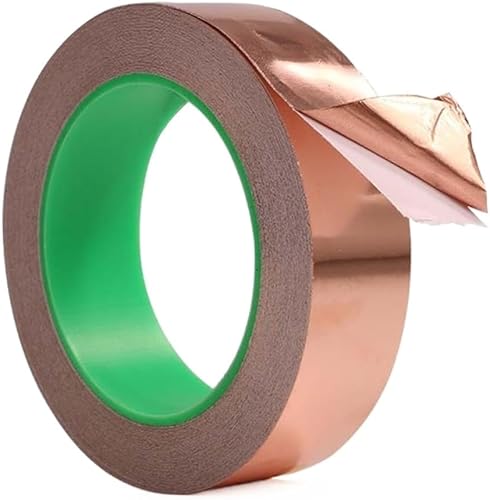 INFRI Cinta de lámina de cobre de 65.6 ft, máscara de guitarra eléctrica, protección electromagnética EMI, resistente al calor, cinta de lámina de