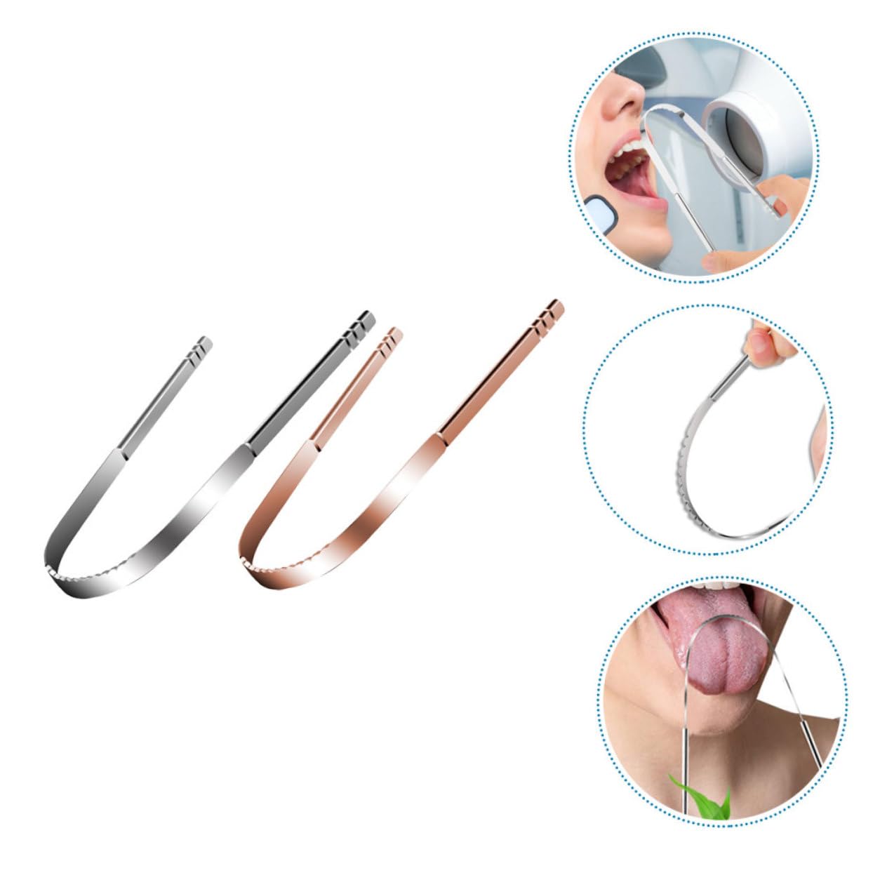 Healeved 8pezzi Raschietto Per Lingua Acciaio Inossidabile Strumento Per Della Lingua Per Uomini e Donne e Residui Orale Confezione