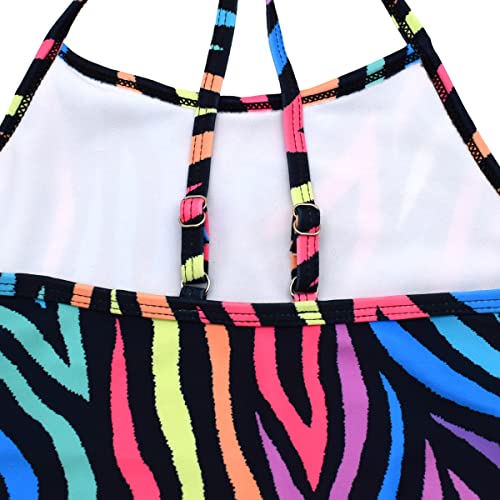Image of Girls Colorful Irregular Stripes Bathing Suits One Piece Swimsuits Cute Beachwear 2-12 Years