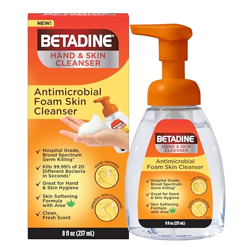 Betadine Antiseptic Cleansing Foam Pump 8oz Antibacterial Body Wash Antimicrobial Hand and Skin Cleanser Gentle Antiseptic Wash for Daily Protection