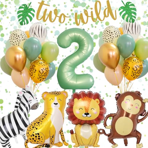 2 Geburtstag Deko Junge Mädchen, Dschungel Geburtstagsdeko 2 Jahr Junge, 2...