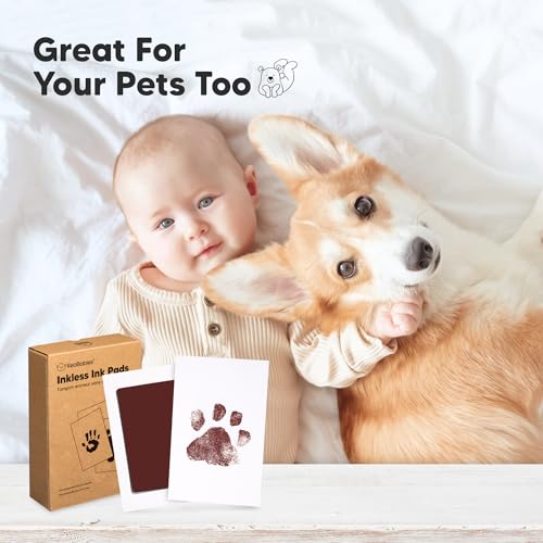 Impronta A Mano E Impronta Baby Set - 4Pcs Impronta A Mano Baby Inkkless Stamp Pad - Set Di Impronta Del Bambino, Set Di Impronta A Mano - Set Di Impronta Baby Gift - Paw Imprint Set Dog (Auburn) - 5