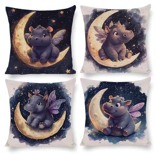 クッションカバー 35x35cm ビロード 装飾枕カバー 4枚セット 北欧 おしゃれ 可愛い インテリア アクセント 部屋飾り ソファ 椅子 車内 ベッド ソファー用クッションカバー 抱き枕カバー ソファ背当て 装飾枕カバー 座布団カバー (月のカバ) m