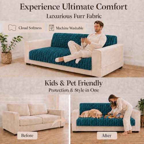 Image of STITCHNEST 'Haven Soft Series' 3 Seater Sofa Cover | Full Coverage Sofa Cover| Premium Velvet Fabric, Washable & Durable Furniture Cover for Modern Living Rooms