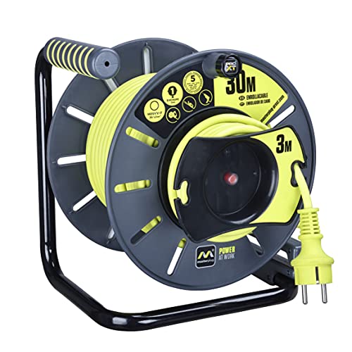 Enrouleur inversé 30m Masterplug Pro-XT pour ne plus couper votre câble de tondeuse vert