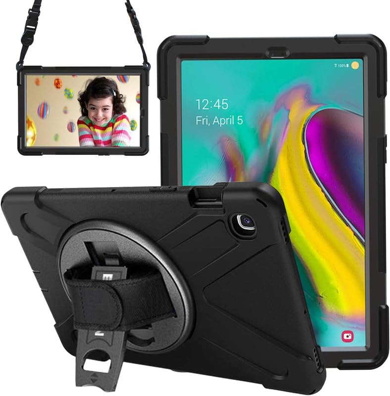 Image of MoreFit Hybrid Back Cover Case with Kickstand Wheel Pattern for Samsung Galaxy Tab S5e 10.5 Inch 2019 T720 / T725 - Black