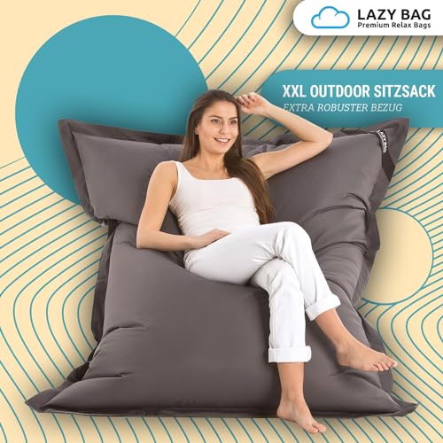 LAZY BAG Riesen-Sitzsack Classic XXL 140x180 cm | Sitzkissen 2-in-1 für relaxtes Sitzen & Liegen |...