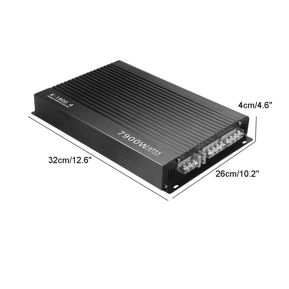 Amplificateur de Puissance stéréo pour Voiture, Classe A/B Haute Puissance 4 canaux, amplificateur de Puissance Audio 7900 W pour des Performances sonores améliorées