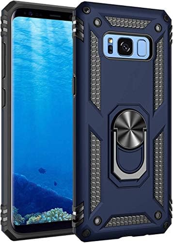 Korecase Samsung Galaxy S8 Phone Case, Extreme Protection Military Armor Dual Layer Protective Ring Kickstand Blue