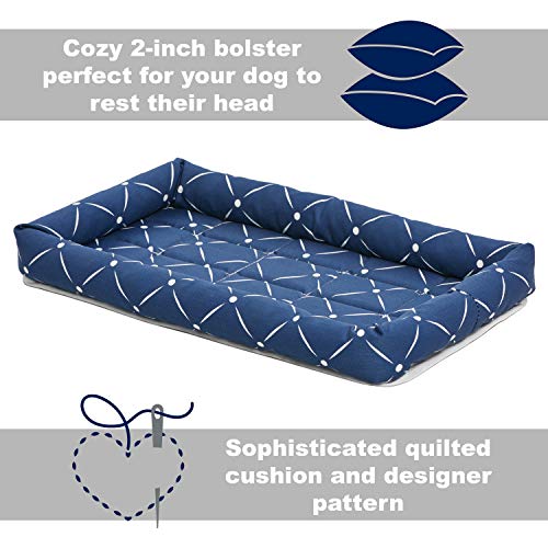 Image of Midwest Homes for Pets 40222-BLD Quiet Time Couture inchAshton inch Bolster Pet Bed, Small Dog /22 inch, Blue