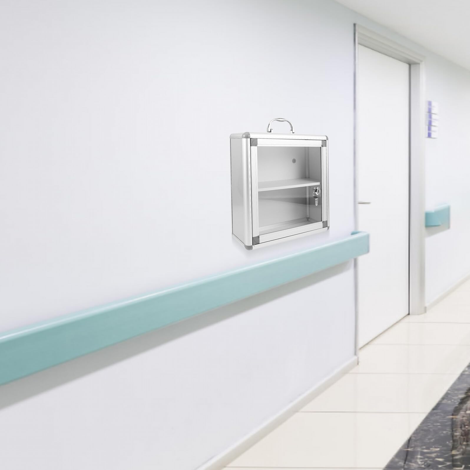 iplusmile Botiquín de Pared de Metal Plata Doble Compartimento | Organización Sencilla, Uso Amplio, para Espacios Públicos y Hogares, Aleación y Acrílico