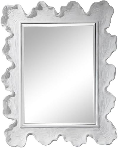 Uttermost Espejo de pared de tocador blanco mate de 27 1/4 x 34 1/4 pulgadas