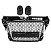 Grille avant, Grille, Qiilu Grille de Calandre Avant Noire pour Gril de Style RS3 avec Radar Factice Adapté pour A3 / S3 8P 09-12