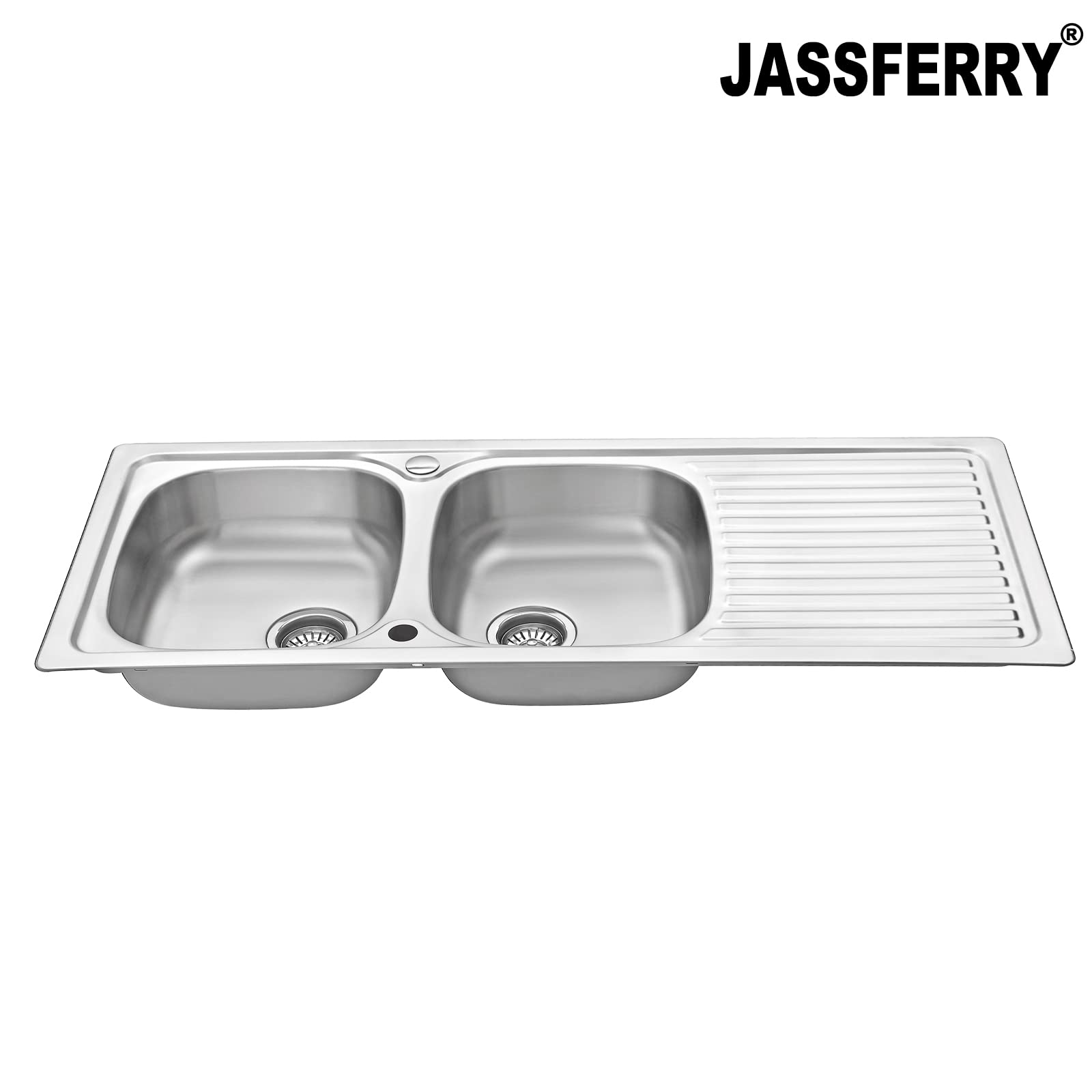 JASSFERRY Fregadero de Cocina Sobre Encimera dos Senos, Fregadero de Acero Inoxidable 304, Escurridor Reversible, 120 x 50 cm