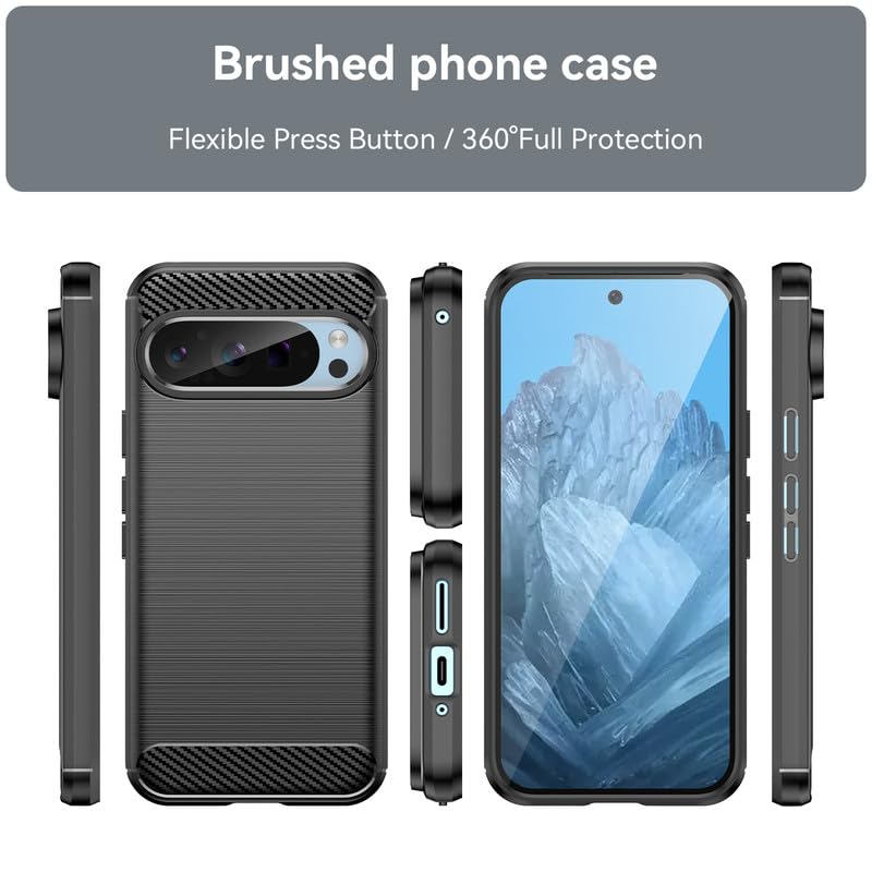 Image of Hybrid Carbon Fiber Back Case for Google Pixel 9 / Pixel 9 Pro (Black)
