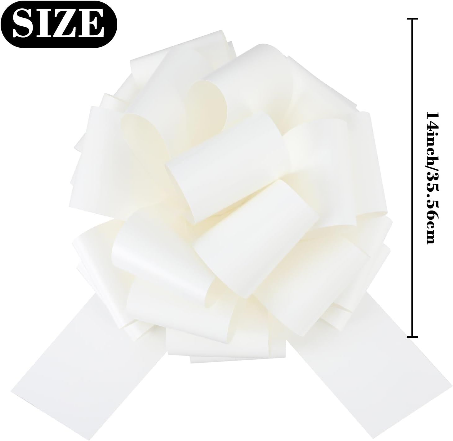 14 Inch 1Pcs Giant Bow for Present,Big Gift Bow for appliances,Bikes,Table Decorations and Party Events (White) - Image 2
