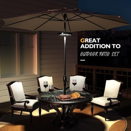 Rechargeable 28 umbrella light - 3 modes suitable for patio, pool, and backyard décor -