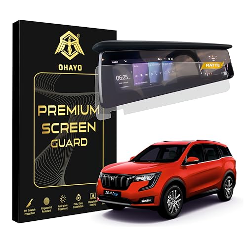 Image of OHAYO Military Strength Screen Protector for Mahindra XUV700 2021-2026 Infotainment Display | 9H Hardness Scratch Resistant Protection Film | Matte Finish Anti Fingerprint | Bubble Free Edge-to-Edge Coverage | Ultra HD Clarity | Non-Glass Screen Guard with Installation Kit