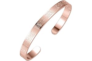 Women Muslim Jewelry Personalized Prayer Cuff with Ayatul Kursi Islam Design Bracelet