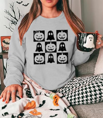 Checkered Halloween Sweatshirt Ghost Shirt Checkered Pumpkin Sweatshirt Funny Halloween Pullover Hoodie2