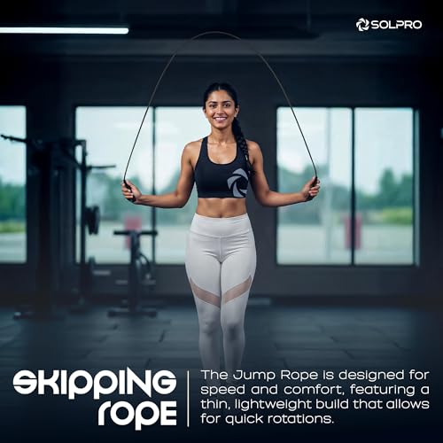 Image of Solpro Aero Adjustable Jump Rope Skipping Rope for men, women, kids, boys, girls | Unisex, Tangle-Free, Durable, Ideal for fitness, cardio, agility & home workouts