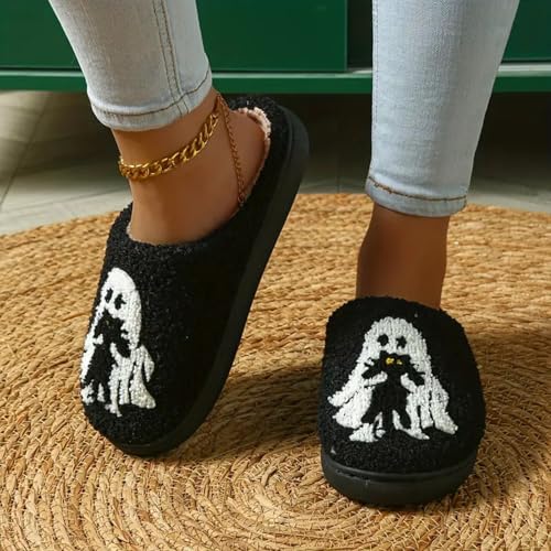 Halloween Slippers for Women 2025 Fall Winter Cute Soft Comfy Fluffy Holiday Bedroom Slippers Indoor Outdoor Shoes4