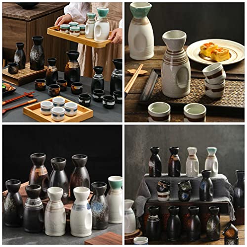 Lifkome Japanese Decor Japanese Decor 1 Set Of Ceramic Sake Set With Tokkuri Bottle And Saki Cup Set For Japanese Restaurant Supply Microwave And Dishwasher Safe Flatware Sets Utensil Set #TOP2