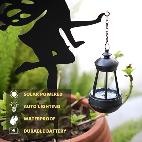 Jhbox Fairy Decor Garden Statues With Solar Lanterns, Solar Outdoor Lights Decorative With Metal Ground Stakes, Solar Landscape Lights Christmas Winter Holiday Decorations ( One Pair ) #TOP4