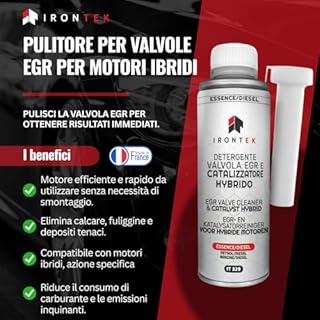 Pulitore Valvole EGR Veicoli Ibridi 300ml - IRONTEK | IT329 | Catalizzatore Senza Smontaggio | Elimina Calamine | Benzina Elettrica
