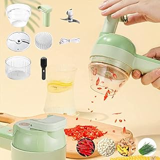 4 in 1 Handheld Electric Vegetable Cutter Set, Portable Vegetable Slicer Blender for Garlic Pepper Chili Onion Celery Ginger Meat, USB Food Processor